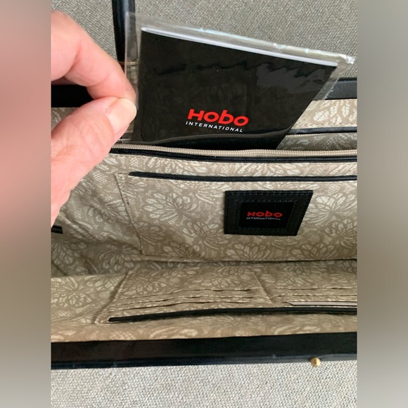 HOBO International Leather Black Clutch w/whipstitching detail - Picture 6 of 10